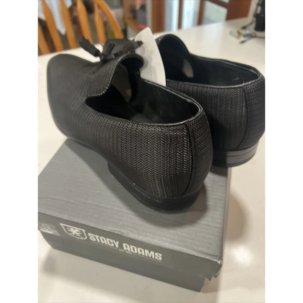 Stacy Adams Tazewell Mens Black Tassel‎ Slip On Low Top Dress Loafer Size 10.5 W